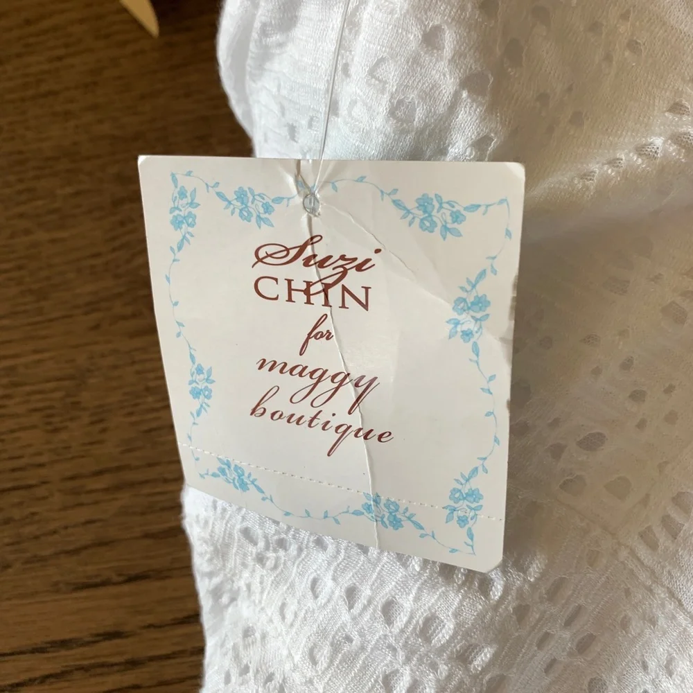 Suzi CHIN for Maggy Boutique Lace /Crochet White Strapless Dress Size 6 - Picture 7 of 10